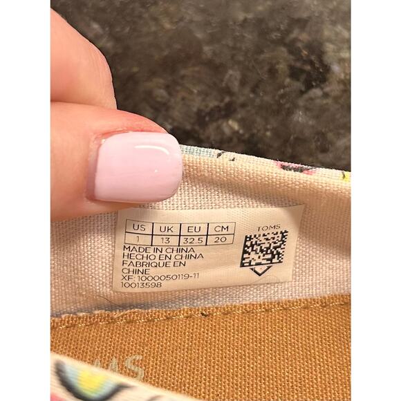 Toms Alpargata Girls Donuts Canvas Slip-On Flat Shoes Summer Multicolor Size 1 - Picture 10 of 10